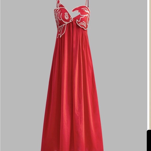 Farm Rio (knock off) Red Koi Dress (M) - Picture 5 of 12